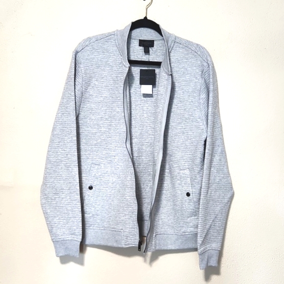 NWT Magaschoni Man Zip Up Heather Gray Sweater - Picture 3 of 13